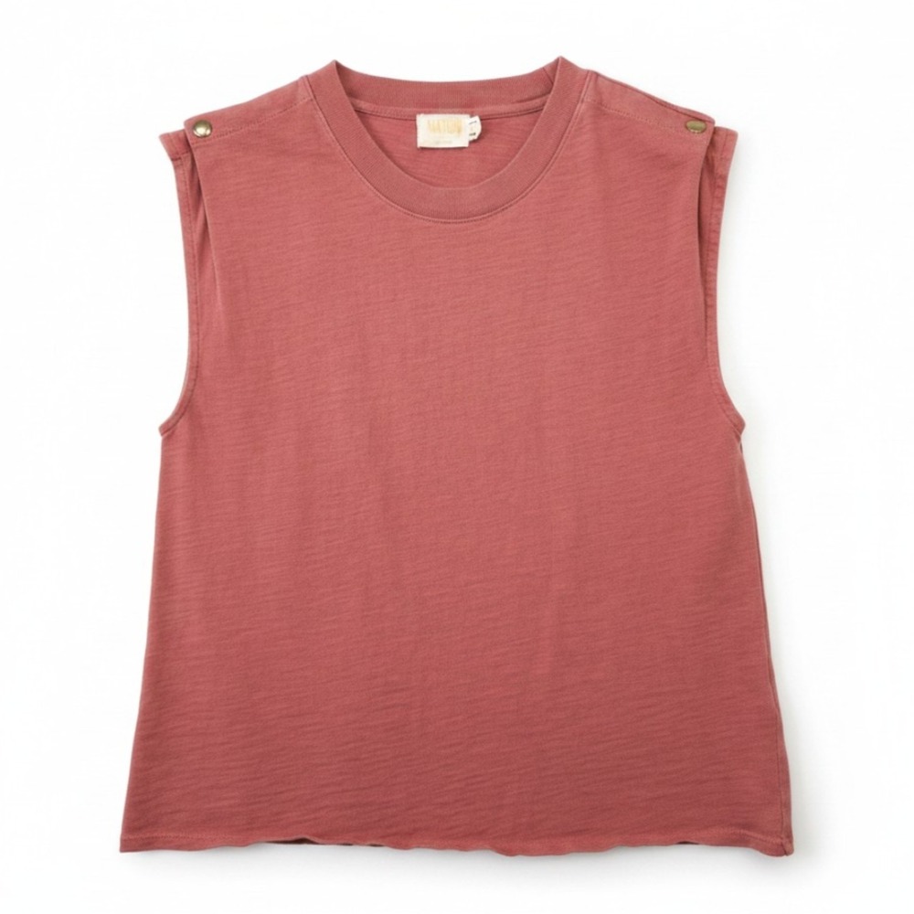 Nation LTD Muscle Tee Women M Cardamom Pink Marina Shoulder Snap Cotton Tank Top